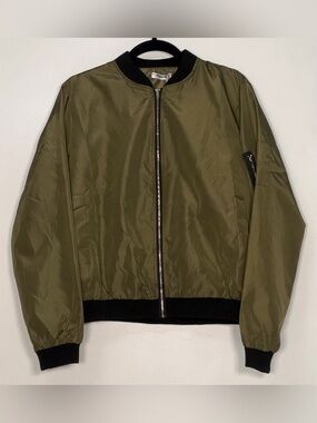 🆕 zeagoo Olive Green Bomber Jacket with Black Trim